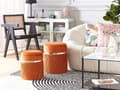 Miniatyrbilde 2 av 7: Sett med 2 puffer oransje velour glam metalldetaljer lagringsplass stue soverom