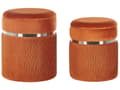 Miniatyrbilde 1 av 7: Sett med 2 puffer oransje velour glam metalldetaljer lagringsplass stue soverom