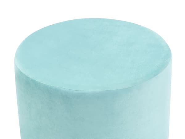 Rund ottoman i mintgrønn fløyel Pouffe Fotskammel Glam