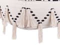 Miniatyrbilde 5 av 7: Puff Beige med Svarte Bomulls Strikkede Dekorative Dusker Boho Design