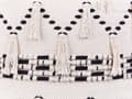 Miniatyrbilde 7 av 7: Puff Beige med Svarte Bomulls Strikkede Dekorative Dusker Boho Design