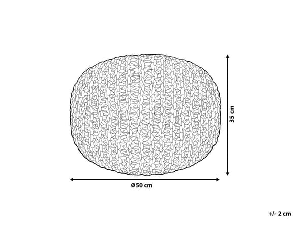 Puff Ottomansk Blå Strikket Bomull 50 x 35 cm EPS Perler Fylling Rund Liten Fotskammel