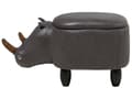 Miniatyrbilde 4 av 10: Dyr Neshorn Barn Krakk med oppbevaring Mørkegrå Kunstskinn treben Barnehage Fotskammel