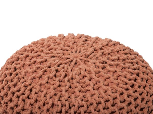 Puff Ottomansk Kobberstrikket Bomull 50 x 35 cm EPS Perler Fylling Rund Liten Fotskammel
