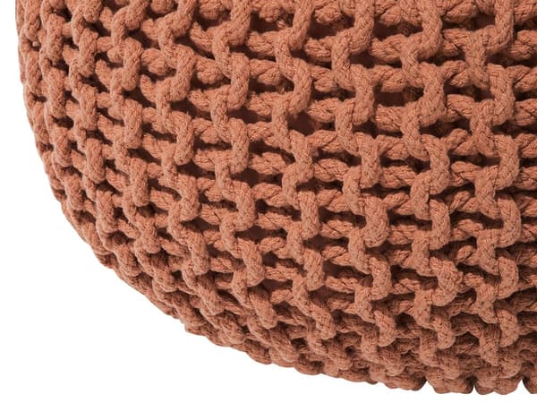 Puff Ottomansk Kobberstrikket Bomull 50 x 35 cm EPS Perler Fylling Rund Liten Fotskammel