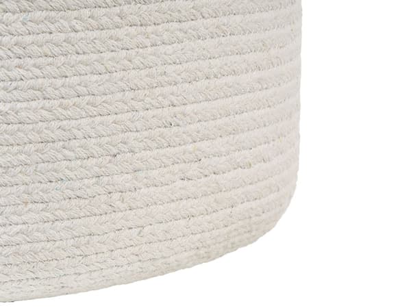 Puff Ottoman Hvit Jute ø 46 cm EPS Perler Fyll Rund Boho-stil