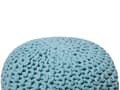 Miniatyrbilde 4 av 6: Puff Ottomansk Lyseblå Strikket Bomull 40 x 25 cm EPS Perler Fyll Rund Liten Fotskammel