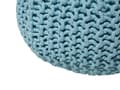 Miniatyrbilde 5 av 6: Puff Ottomansk Lyseblå Strikket Bomull 40 x 25 cm EPS Perler Fyll Rund Liten Fotskammel