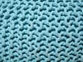 Miniatyrbilde 6 av 6: Puff Ottomansk Lyseblå Strikket Bomull 40 x 25 cm EPS Perler Fyll Rund Liten Fotskammel