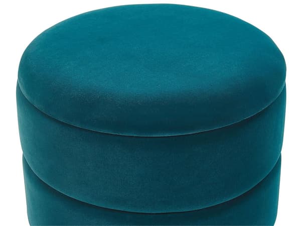 Puff med oppbevaring Blågrønn Polyester Fløyel Gullfarget base 42 cm Glamour Moderne Tilbehør Stue Oppbevaringspuff Fotskammel