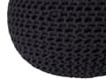 Miniatyrbilde 5 av 6: Puff Ottomansk Svart Strikket 50 x 35 cm Bomull EPS Perler Fylling Rund Liten Fotskammel