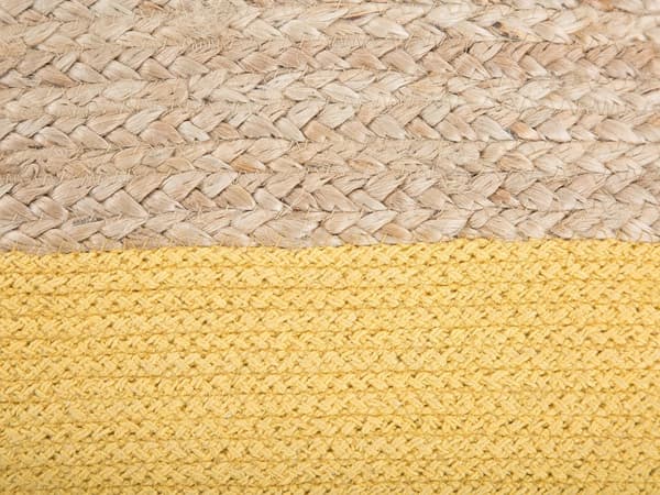 Puff Ottoman Gul Jute EPS Perler Fyll Kvadratisk 44 x 44 cm Boho-stil