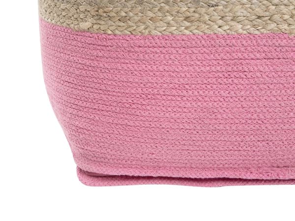 Puff Ottoman Rosa Jute EPS Perler Fyll Kvadratisk 44 x 44 cm Boho-stil