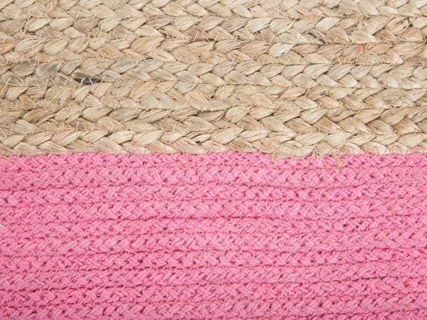 Puff Ottoman Rosa Jute EPS Perler Fyll Kvadratisk 44 x 44 cm Boho-stil