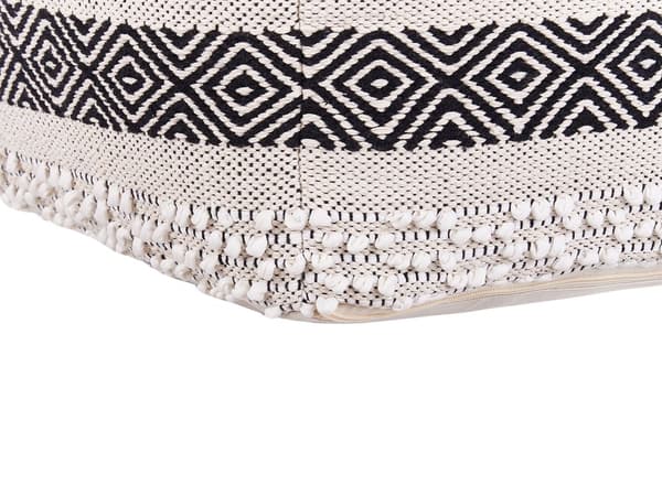 Puff Beige Bomull Svart Geometrisk Mønster Boho Stil