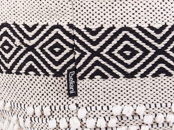 Puff Beige Bomull Svart Geometrisk Mønster Boho Stil