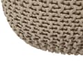 Miniatyrbilde 5 av 6: Puff Ottomansk Beige Strikket Bomull 50 x 35 cm EPS Perler Fylling Rund Liten Fotskammel