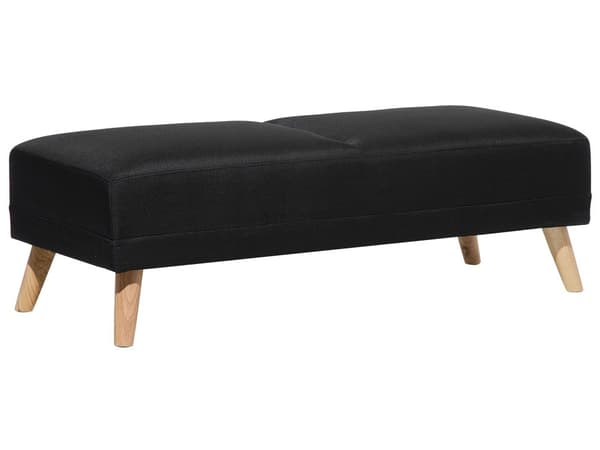 Fotskammel Svart Stoff Polstret rektangulære massivtre ben Minimalistisk Moderne