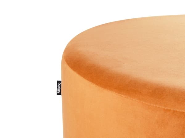 Rund ottoman i oransje fløyel Pouffe Fotskammel Glam