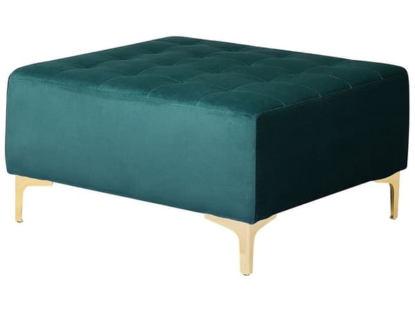 Fotskammel Blågrønn Velour 80 x 41 x 80 cm Tuftet stoff Gullfarget ben Frikantet Puff Moderne Klassisk