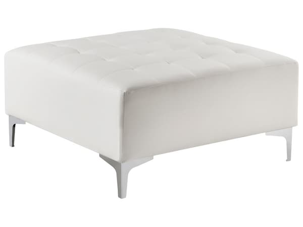 Fotskammel Hvit Imitert skinn 80 x 80 cm Metallben Dekorative knapper Moderne design Puff Stue