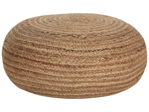Puff Beige Naturlig Farge Jute Vevd ø 50 cm Boho-stil Fotskammel
