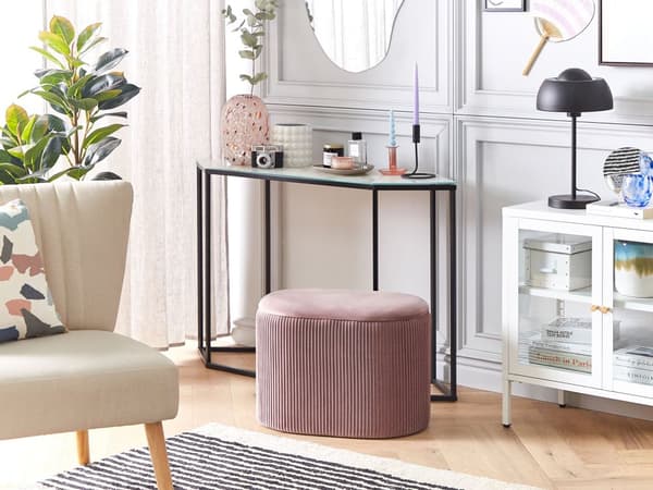 Puff Rosa Glamorøst Oppbevaring Fotskammel Stue Soverom