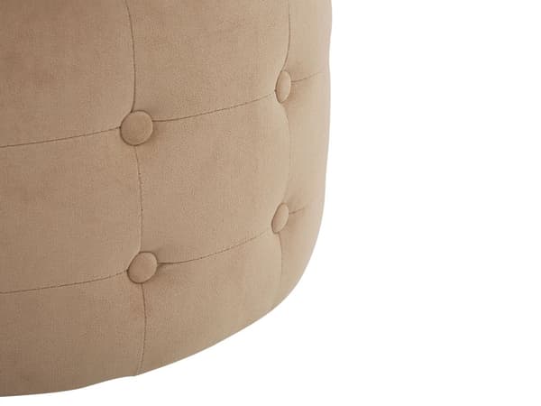 Puff Beige Fløyel Rund Polstret Glamour Stue