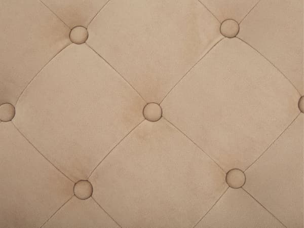 Puff Beige Fløyel Rund Polstret Glamour Stue