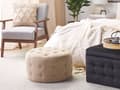 Miniatyrbilde 2 av 6: Puff Beige Fløyel Rund Polstret Glamour Stue