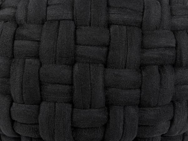 Puff Svart Fløyel 45 x 35 cm håndlaget rund fotskammel ottoman