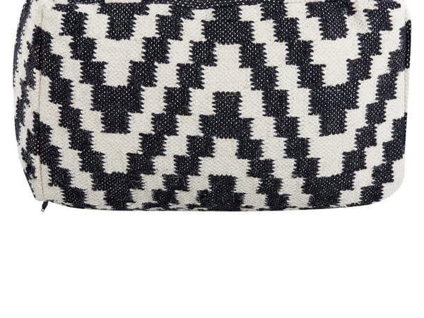 Puff Ottomansk Svart Hvit Ull 56 x 56 cm Moderne Stil