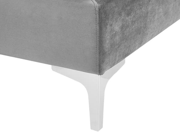 Fotskammel Grå Fløyel Polstret 85 x 85 cm Sølv metallben Puff Moderne Glamorøs Innredning Stue