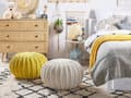 Miniatyrbilde 2 av 8: Puff Ottomansk Beige 50 x 35 cm Strikket Bomull Fotskammel