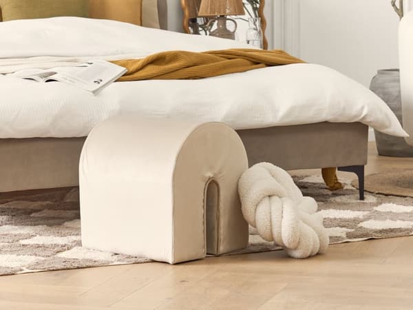 Puff Beige Sammetsklädsel U-formad Schäslong Modern Design Vardagsrum Tillbehör