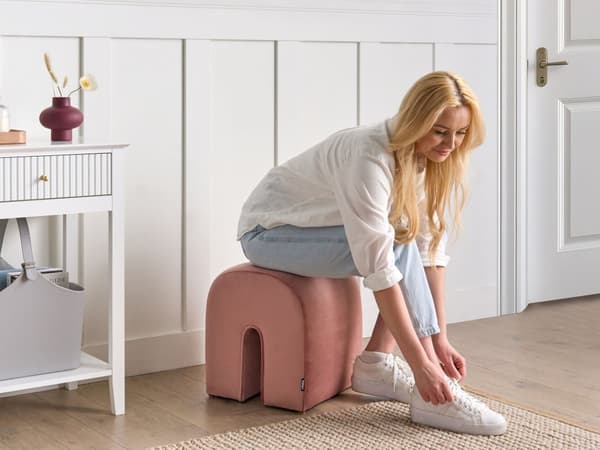 Puff Rosa Sammetsklädsel U-formad Schäslong Modern Design Vardagsrum Tillbehör
