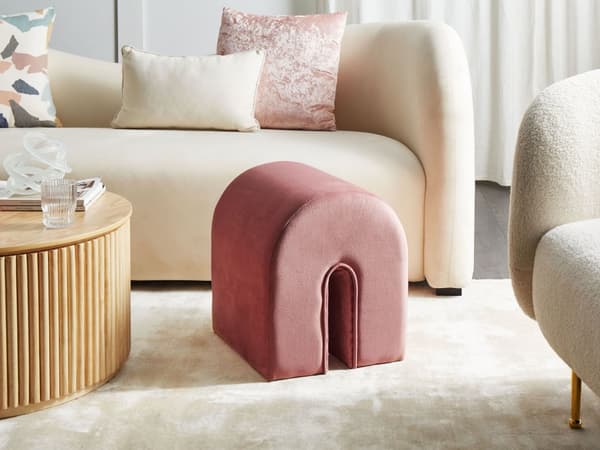 Puff Rosa Sammetsklädsel U-formad Schäslong Modern Design Vardagsrum Tillbehör