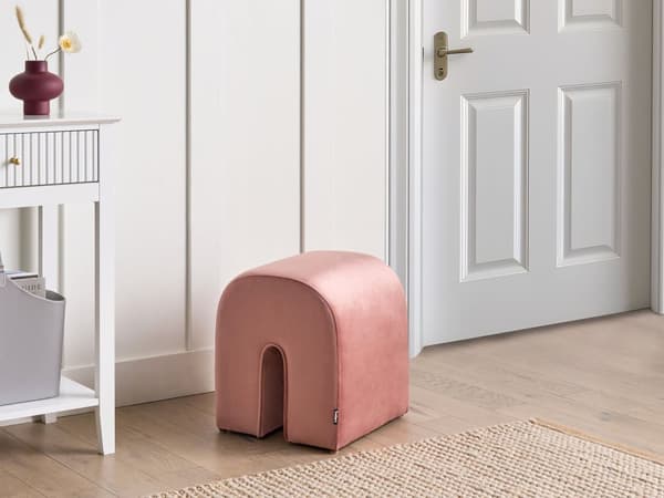 Puff Rosa Sammetsklädsel U-formad Schäslong Modern Design Vardagsrum Tillbehör