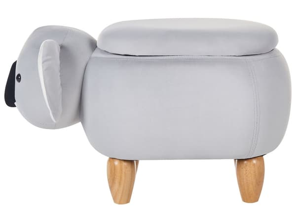Sittpuff för Barn Djur Flodhäst med Förvaring Konstläder och Träben Grå Fotpall