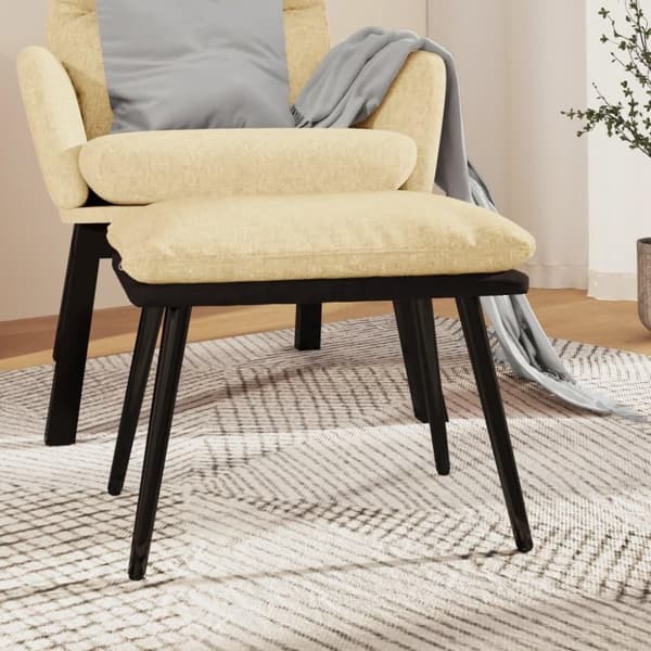vidaXL fodskammel 45x29,5x35 cm stof og kunstlæder cremefarvet