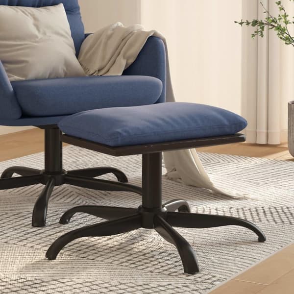 vidaXL fodskammel 60x60x36 cm stof og kunstlæder blå