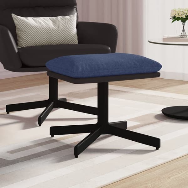 vidaXL fodskammel 60x60x36 cm stof og kunstlæder blå