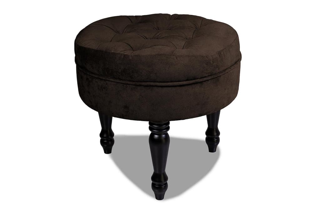 Chesterfield Ludo Fotpall 50 cm Rund Brun