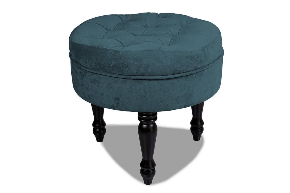Chesterfield Ludo Fotpall 50 cm Rund Blågrön