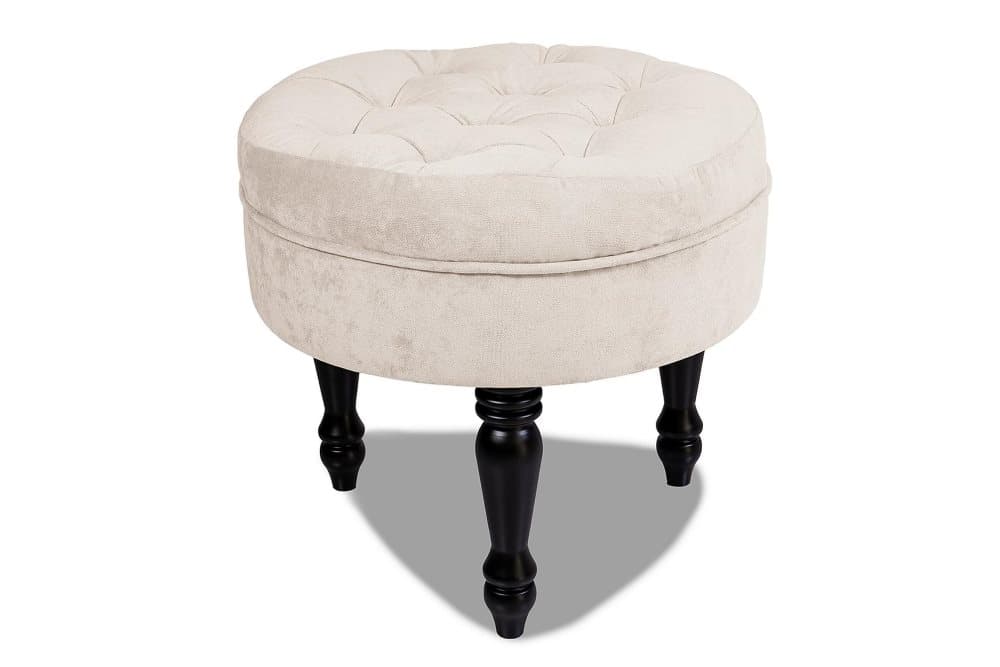 Chesterfield Ludo Fotpall 50 cm Rund Beige