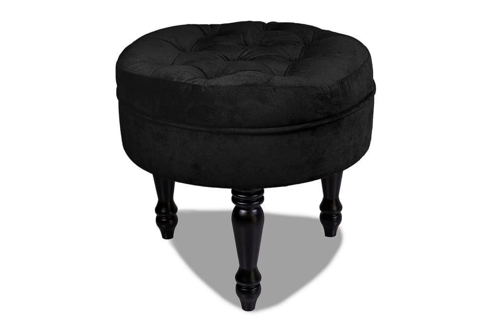 Chesterfield Ludo Fotpall 50 cm Rund Svart