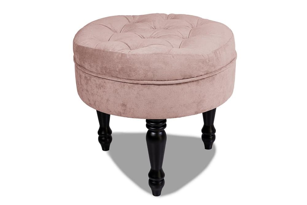 Chesterfield Ludo Fotpall 50 cm Rund Rosa