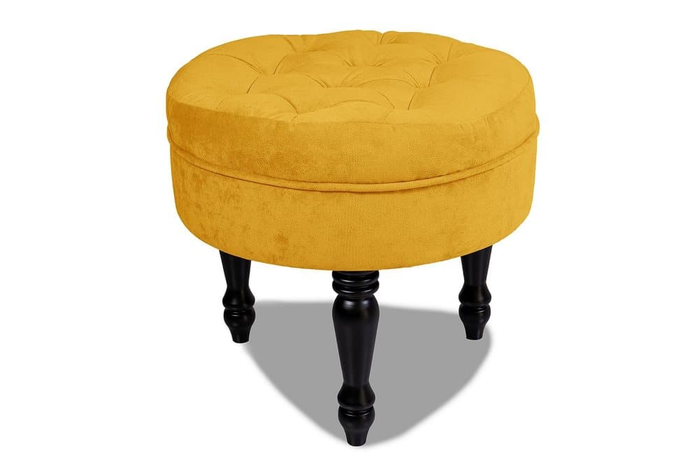 Chesterfield Ludo Fotpall 50 cm Rund Gul