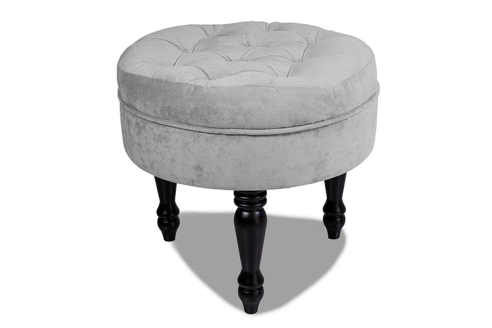 Chesterfield Ludo Fotpall 50 cm Rund Ljusgrå