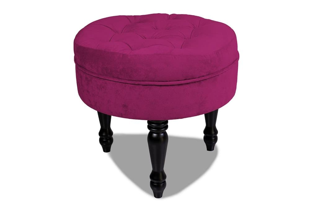 Chesterfield Ludo Fotpall 50 cm Rund Cerise
